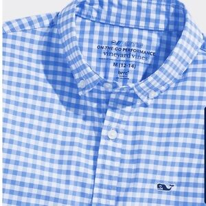Vineyard Vines Boys Light Blue Gingham Shirt Small 8/10